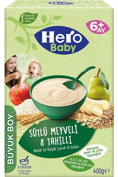 Hero Baby Sütlü Meyveli 8 Tahıllı Kaşık Maması 400 gr ürün görseli