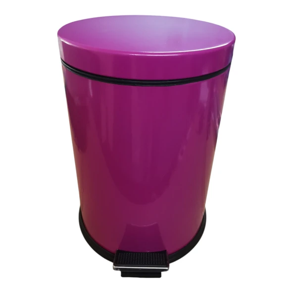 12 lt Pedallı Metal Çöp Kovası Fuşya