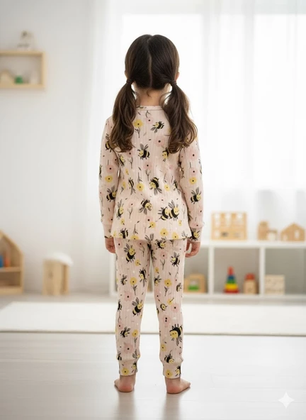 YENİ SEZON KIZ ERKEK ÇOCUK FİTİLLİ PAMUK PİJAMA TAKIMI - Resim 9