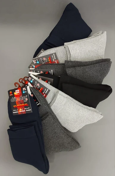 DÜNDAR PLUS 5978 ERKEK KIŞLIK HAVLU TERMAL ÇORAP 6 ADET - Resim 4