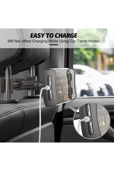 NACTUMU Ayarlanabilir Oto Koltuk Arkası Telefon ve Tablet Tutucu, 360 Derece Dönebilen Pratik Stand - Resim 4