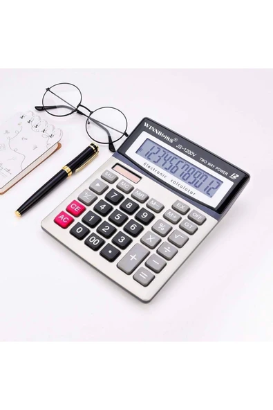 NACTUMU 12 Haneli LCD Ekranlı Hesap Makinesi, Pilli ve Büyük Düğmeli Tasarım - Resim 2