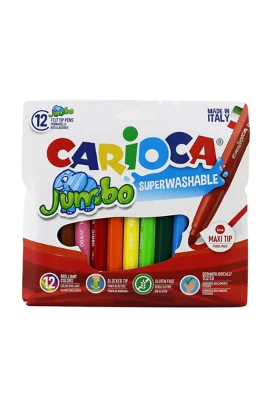 Carioca Jumbo Süper Yıkanabilir Keçeli Boya Kalemi 12'li 40569 ürün görseli