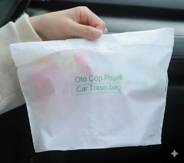 KENPAZAR Pratik Su Geçirmez Oto Araba Çöp Poşeti Yapışkanlı 20 Adet