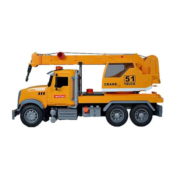 Işıklı Sesli Pilli Amerikan Tip Oyuncak Vinç Kamyonu İş Makinesi - Resim 5