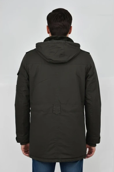Erkek Spor Kanvas Kapüşonlu Parka M2585 BGL-ST04915 - Resim 10