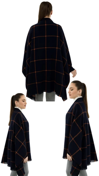 1 Adet Kadın Büyük Bedene Uygun Yumuşak Dokulu Kışlık Desenli Atkı Omuz Şalı - 9