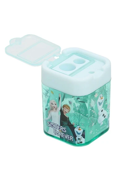 2 li Kalemtraş 2 Adet Karlar Kraliçesi Geniş Hazneli Çift Bıçaklı Kalem Traş No3 Figürlü Jumbo Kalemtıraş - 3