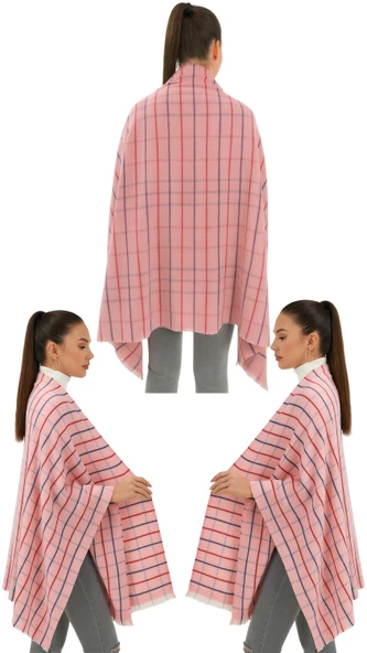 1 Adet Kadın Büyük Bedene Uygun Yumuşak Dokulu Kışlık Desenli Atkı Omuz Şalı - 7