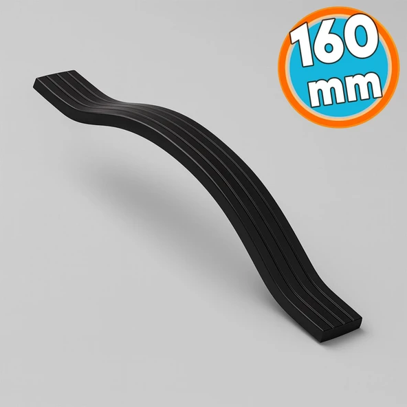 Mobilya Kulpu Çizgili Model Dayanıklı Uzun Ömürlü Modern Tasarım Siyah 160 mm Çizgili Metal 10 Adet - Resim 2