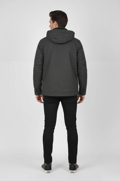 Erkek Kapüşonlu Kanvas Spor Mont M2635 BGL-ST04916 - Resim 11