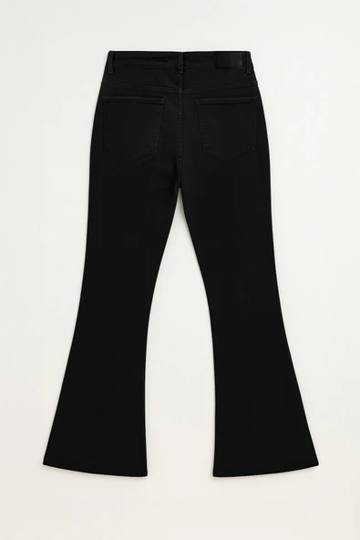 Kadın İspanyol Paça Skinny Fit Siyah Jean Pantolon - 3