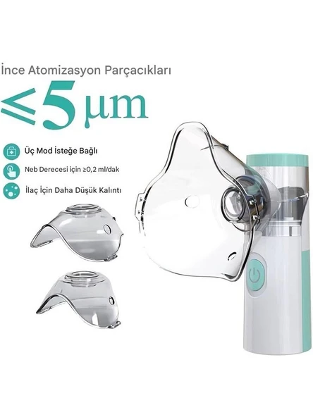 Taşınabilir Mesh Nebulizatör Şarjlı 3 Kademeli Sessiz Aeroterapi Cihazı – Çocuk & Yetişkin Uyumlu - 3