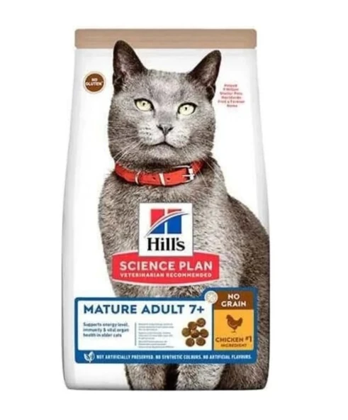 Hill's Tahılsız Mature Adult +7 Tavuklu Açık Yaşlı Kedi Maması 1,5 KG