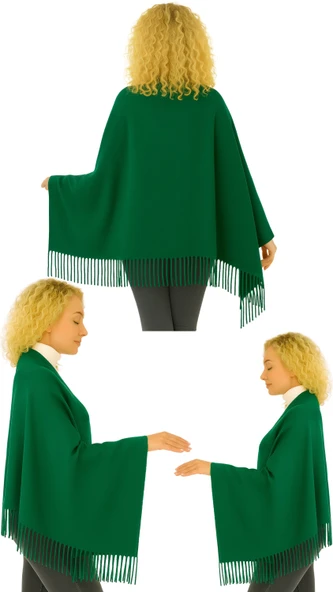 1 Adet Kadın Büyük Bedene Uygun Ekstra Yumuşak Dokulu Püskül Detaylı Kışlık Atkı Omuz Şalı - 9