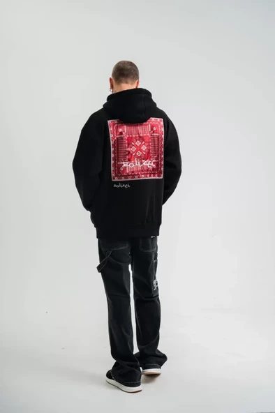 POLIZEI Premium Kalite Unisex Kapşonlu Dijital Patchli SweatShirt - Siyah - Resim 4