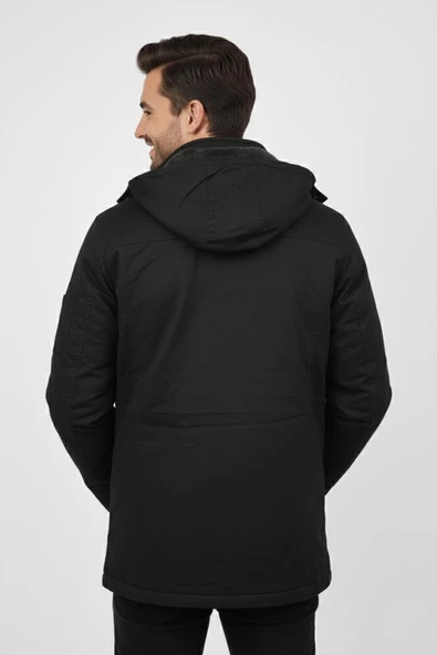 Erkek Spor Kanvas Kapüşonlu Parka 85121 BGL-ST04884 - Resim 6