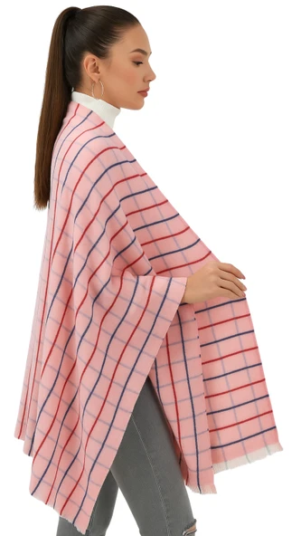 1 Adet Kadın Büyük Bedene Uygun Yumuşak Dokulu Kışlık Desenli Atkı Omuz Şalı - 4