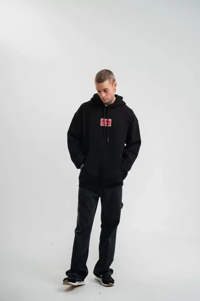 POLIZEI Premium Kalite Unisex Kapşonlu Dijital Patchli SweatShirt - Siyah - Resim 2