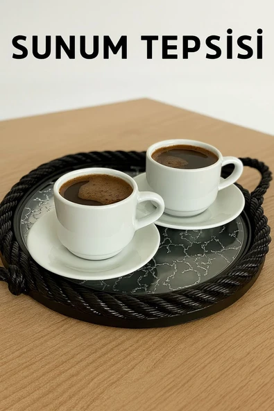 Sert Plastik Yuvarlak Sunum Tepsisi, Dayanıklı ve Şık Servis Çözümü ürün görseli