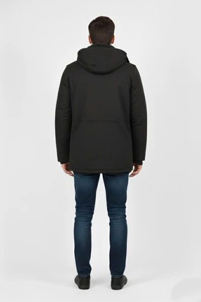 Erkek Spor Kanvas Kapüşonlu Parka 85134 BGL-ST04883 - Resim 6