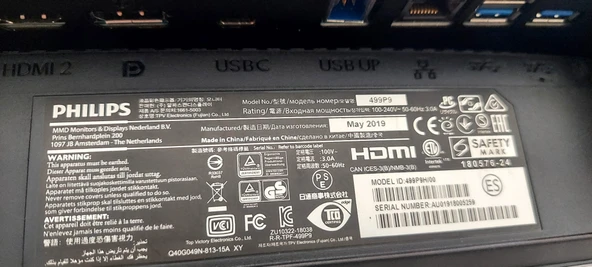 Philips 499P9H/00 49" 5K 32:9 SuperWide DP HDMI USB-C Kavisli Monitör 2.EL ÜRÜN - Resim 3
