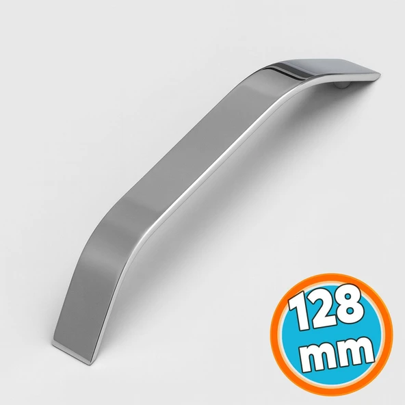 Mobilya Çekmece Mutfak Dolabı Dolap Kulpları Kapak Kulpu Kulbu Metal Krom Kulp 128 mm 12.8 cm ürün görseli
