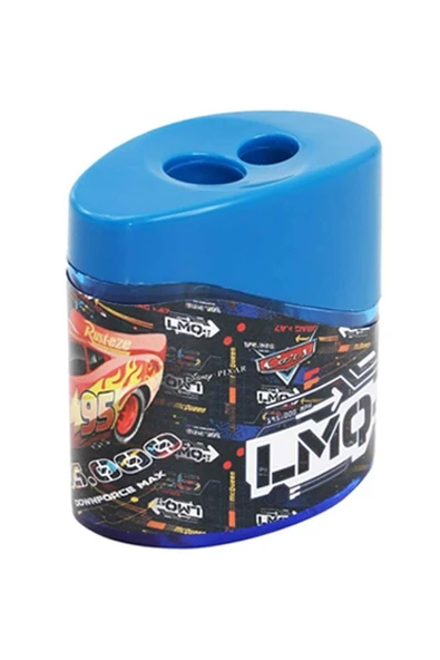 2 li Kalemtraş 3 Adet Arabalar Kırmızı ve Mavi Geniş Hazneli Çift Bıçaklı Kalem Traş No4 Figürlü Jumbo Kalemtıraş - 4