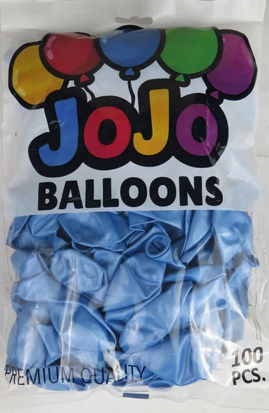 BALON METALİK 12 İNC (JOJO BALLOONS) MAVİ 100 ADET - Resim 2