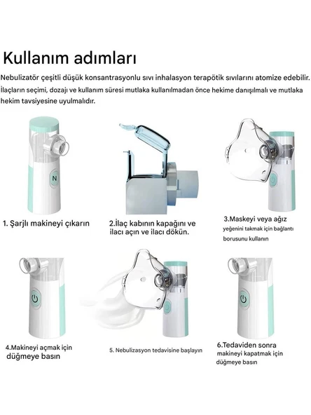 Taşınabilir Mesh Nebulizatör Şarjlı 3 Kademeli Sessiz Aeroterapi Cihazı – Çocuk & Yetişkin Uyumlu - 5