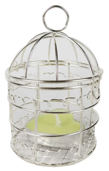 KUŞ KAFESİ İÇİ KALP MUMLU GÜMÜŞ 10 ADET ürün görseli 1