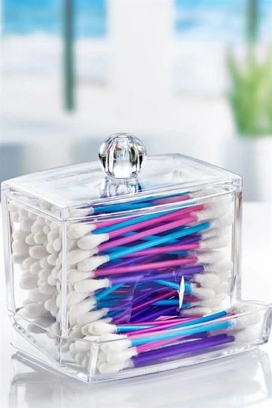 Şeffaf Kapaklı Kulak Temizleme Çubuğu Organizatörü Saklama Kutusu (5284) - Resim 5