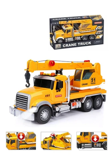 Işıklı Sesli Pilli Amerikan Tip Oyuncak Vinç Kamyonu İş Makinesi ürün görseli