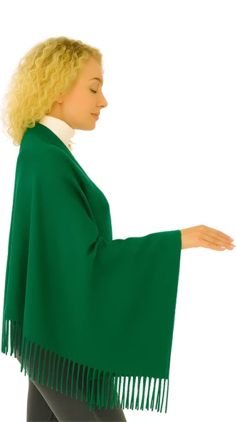 1 Adet Kadın Büyük Bedene Uygun Ekstra Yumuşak Dokulu Püskül Detaylı Kışlık Atkı Omuz Şalı - 8