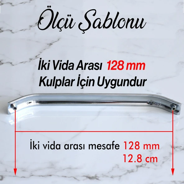 Mobilya Çekmece Mutfak Dolabı Dolap Kulpları Kapak Kulpu Kulbu Metal Krom Kulp 128 mm 12.8 cm - Resim 3