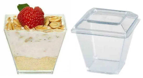 KASE MİKA PİRAMİT 200 CC KAPAKLI ŞEFFAF 20 ADET ürün görseli 1