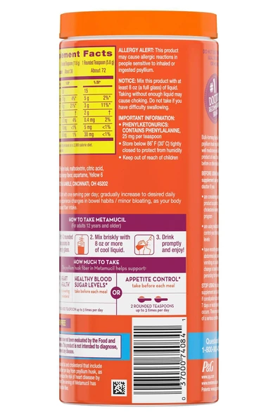 Metamucil Orange Multihealth Fiber Powder Sugar Free 425GR - 2