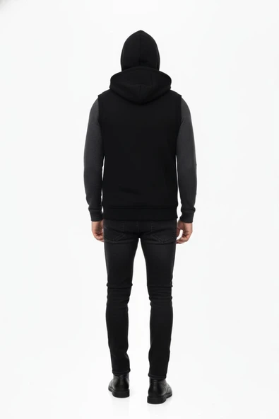 Erkek Kapitone Modelli 3 İplik Kapüşonlu Yelek BGL-ST04866 - Resim 6