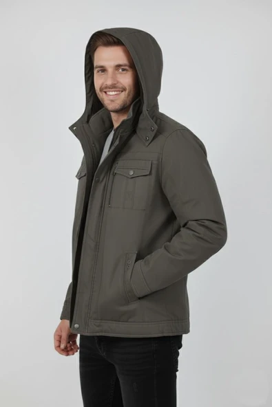 Erkek Kapüşonlu Kanvas Spor Mont M2635 BGL-ST04916 - Resim 24