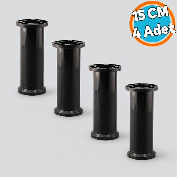 Ayarlanabilir Siyah Plastik 4 ADET 15 Cm Ayak Dolap Mobilya Tezgah Yükseltici Yükseltme Ayağı ürün görseli
