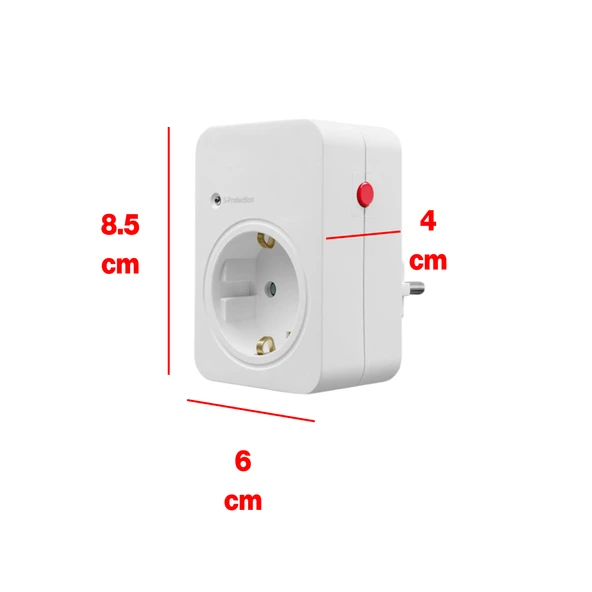 Tekli Priz Akım & Şok Korumalı Açma Kapama Düğmeli Çoçuk Korumalı Fiş 720 Joule IP20 3600 W Koruma - Resim 3