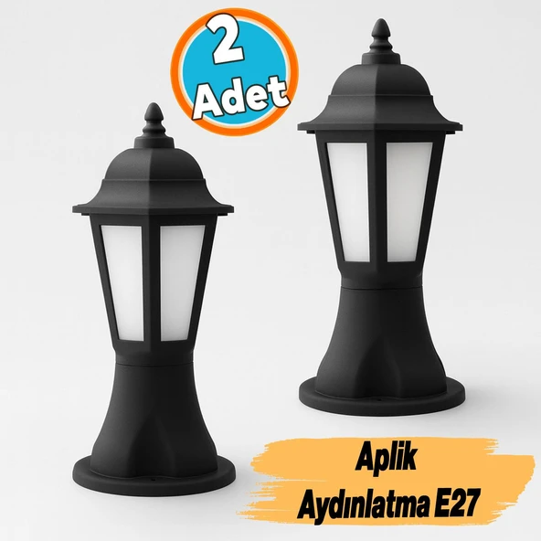 Sokak Bahçe Aplik Lamba Setüstü Aydınlatma Lale Bahçe Duvar Üstü Armatürü E27 Duy Siyah Plastik ürün görseli 1