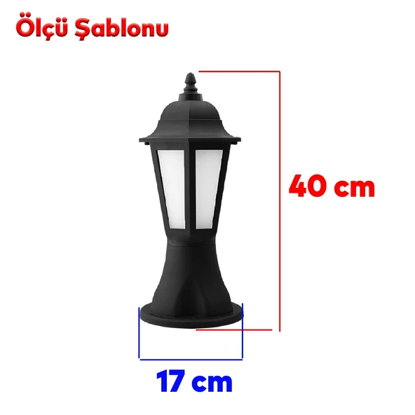 Sokak Bahçe Aplik Lamba Setüstü Aydınlatma Lale Bahçe Duvar Üstü Armatürü E27 Duy Siyah Plastik - Resim 3