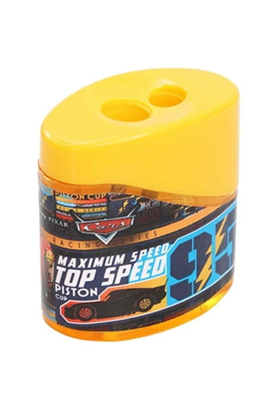 2 li Kalemtraş 3 Adet Arabalar Kırmızı ve Mavi Geniş Hazneli Çift Bıçaklı Kalem Traş No4 Figürlü Jumbo Kalemtıraş - 5