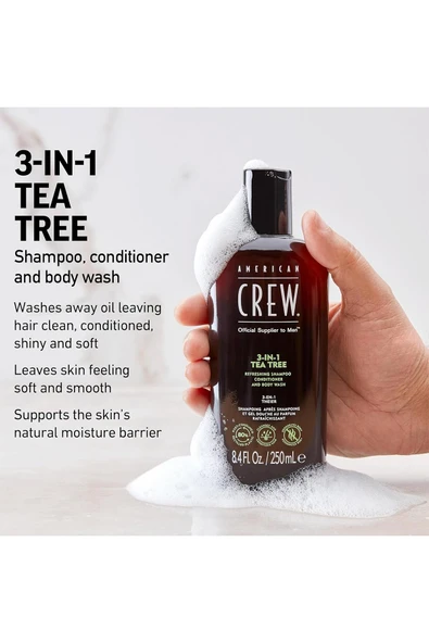 American Crew Men Tea Tree 3’ü 1 Arada Şampuan 250ML - 2