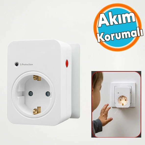 Tekli Priz Akım & Şok Korumalı Açma Kapama Düğmeli Çoçuk Korumalı Fiş 720 Joule IP20 3600 W Koruma ürün görseli