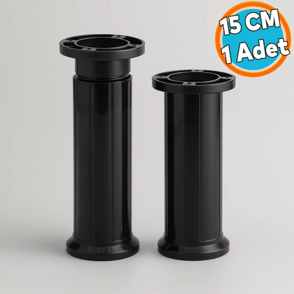 Ayarlanabilir Siyah Plastik Ayak Dolap Mobilya Tezgah Yükseltici Yükseltme Ayağı 1 Adet 15 Cm ürün görseli