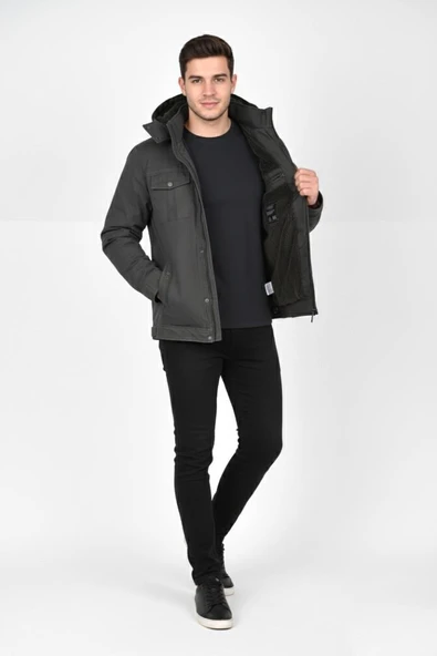 Erkek Kapüşonlu Kanvas Spor Mont M2635 BGL-ST04916 - Resim 5