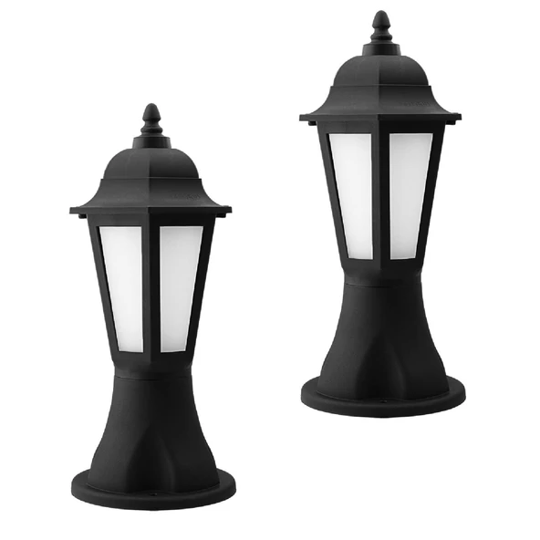 Sokak Bahçe Aplik Lamba Setüstü Aydınlatma Lale Bahçe Duvar Üstü Armatürü E27 Duy Siyah Plastik - Resim 4