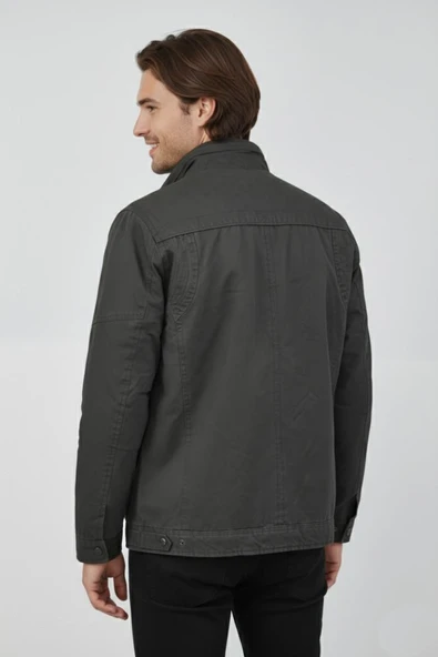 Erkek Kanvas Hakim Yaka İçi Kürklü Spor Mont M2645 BGL-ST04917 - Resim 10